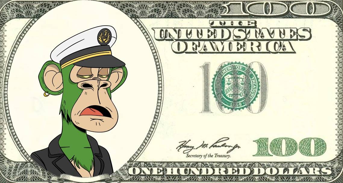 “100 Dollars Ape” A Very Unique NFT Concept Featuring A Dollar Note