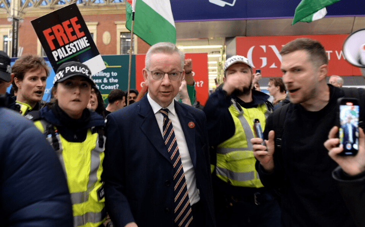 Michael Gove Mobbed By Pro-Palestinian Protesters At Victoria Station