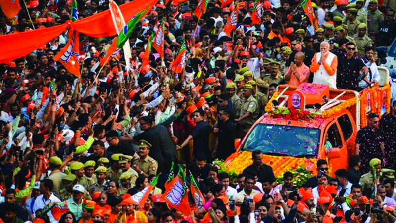 A grand road show of Prime Minister Narendra Modi was held in Varanasi