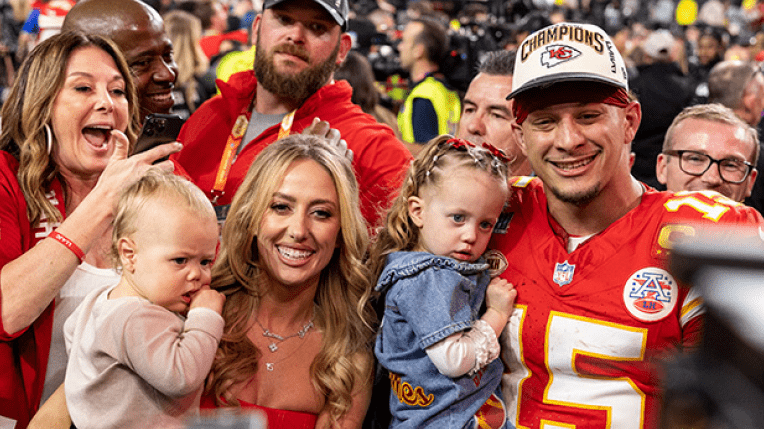 Patrick And Brittany Mahomes Help Daughter Sterling And Son Bronze Down A Slide In Birthday Pics